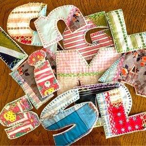 Alphabet Letters made from Vintage Quilt Top.